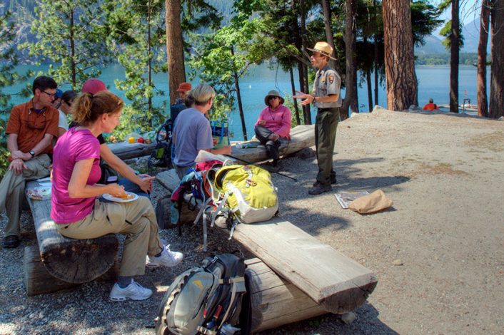 Park Ranger talking to hikers | North Cascades Lodge at Stehekin